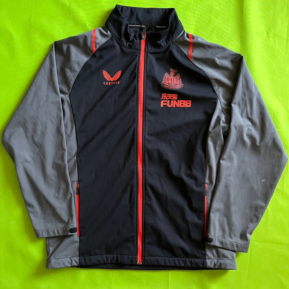 Castore Newcastle United FC Training Jacket Mens XL Black Grey Red Full Zip NUFC